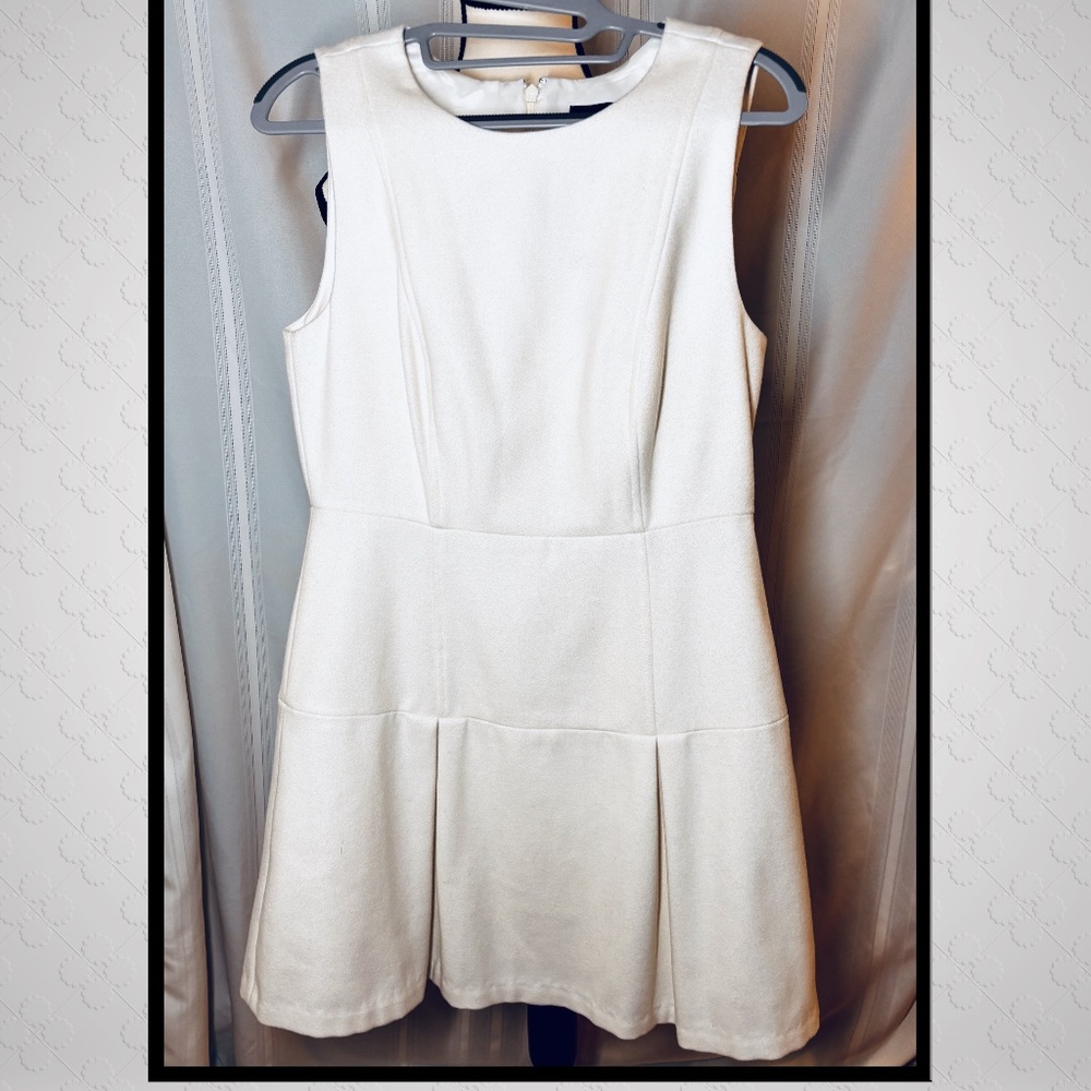 NWT J Crew Sleeveless Wool Blend Lined Back Zip Scoop Neck Cream Whit Dress Sz8P